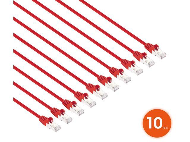 Intellinet Cat8.1 U/FTP Slim Network Patch Cable, 14 ft., Red, 10-Pack, 40G, 2 GHz, 100% Copper, 30 AWG, RJ45, Stranded, Snag-free, Gold-plated...