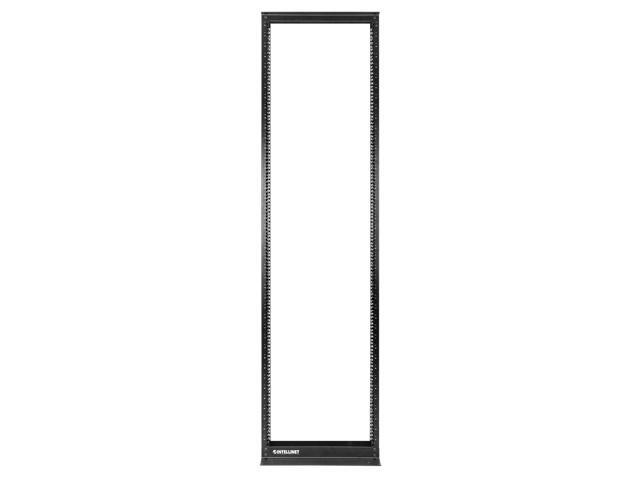 Intellinet 19' 2-Post Open Frame Network Rack, 42U, 9.84 in Depth, Flat Pack, Can Be Bolted to the Floor, Black RAL 9005