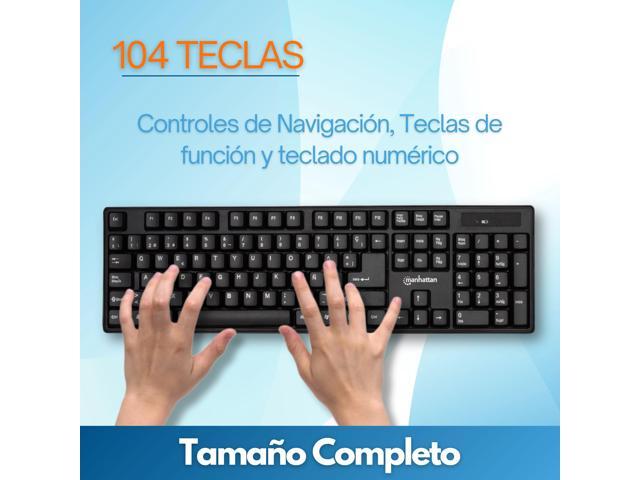 Manhattan Spanish Layout Keyboard Combo de Teclado y Mouse inalámbricos, Juego de Teclado inalámbrico USB de tamaño Completo con dongle de 2.4 GHz...
