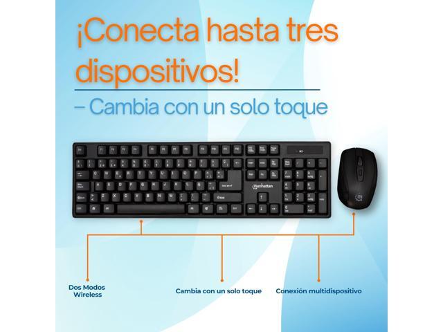 Manhattan Spanish Layout Keyboard Combo de Teclado y Mouse inalámbricos, Juego de Teclado inalámbrico USB de tamaño Completo con dongle de 2.4 GHz...