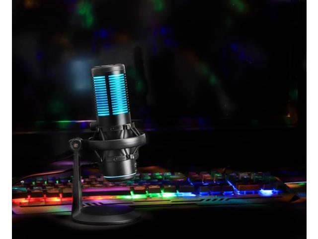 MANHATTAN RGB USB Gaming Mic, Noise Cancelling Condenser Microphone for PC, PS4, PS5 and Mac, Anti-Vibration Shock Mount, Gaming, Streaming,...