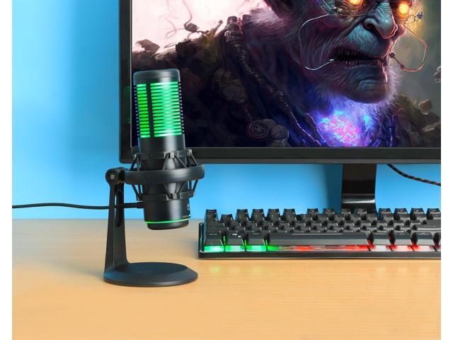 MANHATTAN RGB USB Gaming Mic, Noise Cancelling Condenser Microphone for PC, PS4, PS5 and Mac, Anti-Vibration Shock Mount, Gaming, Streaming,...