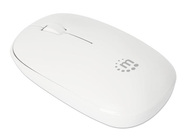 MANHATTAN Wireless Mouse, 2.4G with USB-A Plug Slim Portable Computer Mouse with Nano Receiver for PC, Laptop, Computer, Notebook (White) - 190329
