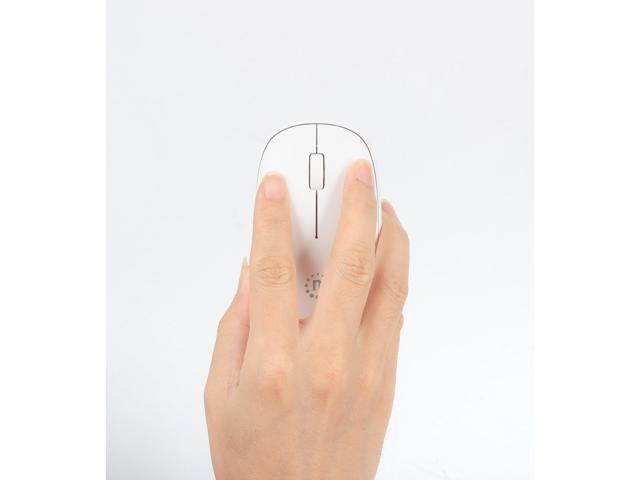 MANHATTAN Wireless Mouse, 2.4G with USB-A Plug Slim Portable Computer Mouse with Nano Receiver for PC, Laptop, Computer, Notebook (White) - 190329