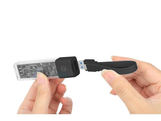 Manhattan 2 in1 4-Port USB Combo Hub - USB-C or USB-A Detachable Cable/Carry Loop - 5 Gbps SuperSpeed USB USB 3.2 Gen 1 181013