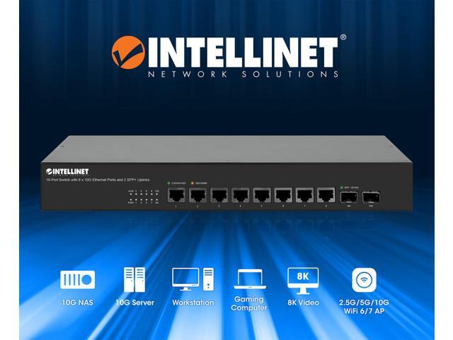 Intellinet 10-Port 10G Ethernet Switch with 2 SFP+ Uplinks - Ultra-Fast Multi-Gig Network Solution for Home & Office, Ideal for 8K Streaming &...