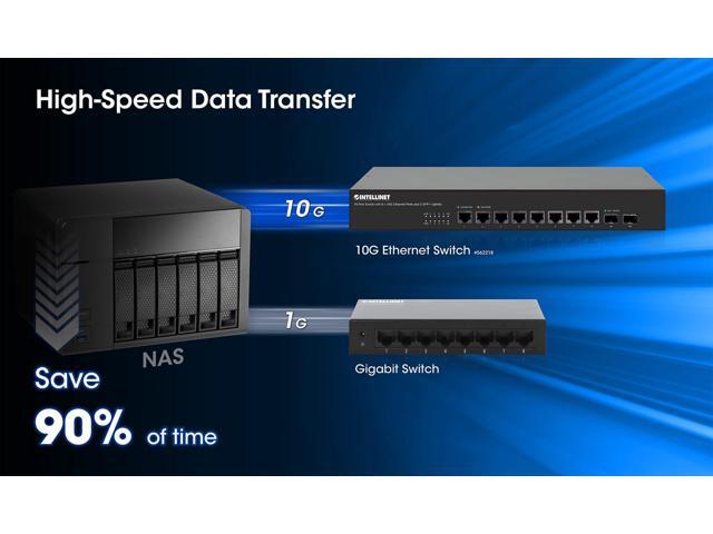 Intellinet 10-Port 10G Ethernet Switch with 2 SFP+ Uplinks - Ultra-Fast Multi-Gig Network Solution for Home & Office, Ideal for 8K Streaming &...