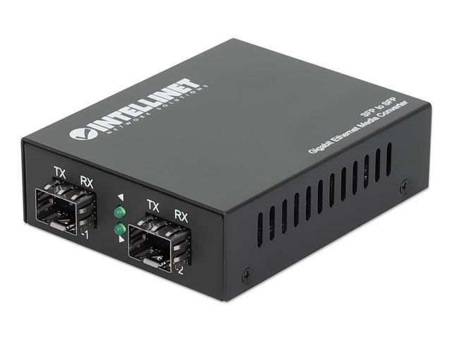 Intellinet SFP to SFP Gigabit Ethernet Media Converter - Flexible Fiber Network Solution with Dual Slots, Long-Range, Hot-Swappable, Plug-and-Play...