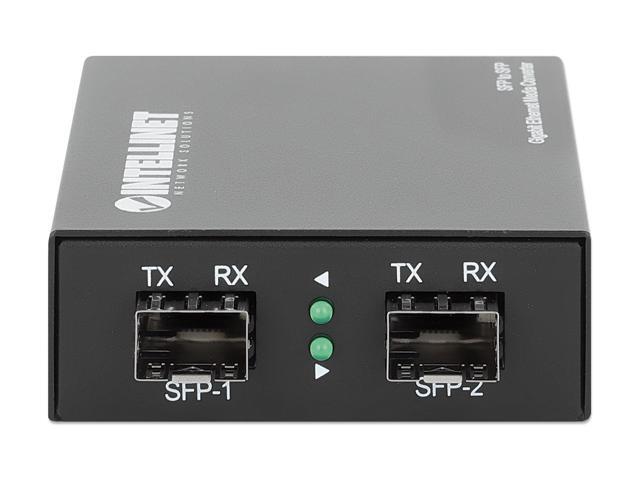 Intellinet SFP to SFP Gigabit Ethernet Media Converter - Flexible Fiber Network Solution with Dual Slots, Long-Range, Hot-Swappable, Plug-and-Play...