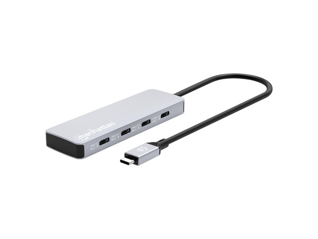 Manhattan 4-Port 10G USB-C Hub: SuperSpeed+ Connectivity for Laptops and More, Compact and Travel-Ready Design - 181143