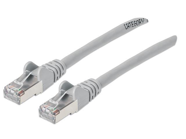 Intellinet Cat6a S/FTP Network Patch Cable, 1 ft., Gray, 10G, 500 MHz, 100% Copper, 26 AWG, RJ45, Stranded, Snag-free, Gold-plated Contacts