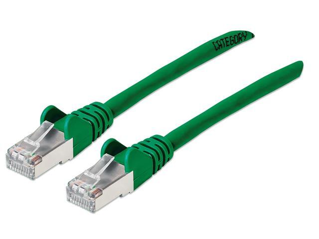 Intellinet Cat6a S/FTP Network Patch Cable, 1 ft., Green, 10G, 500 MHz, 100% Copper, 26 AWG, RJ45, Stranded, Snag-free, Gold-plated Contacts