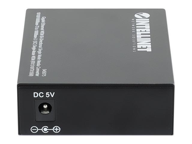 Intellinet Gigabit Ethernet WDM Bi-Directional Single Mode Media Converter, 10/100/1000Base-TX to 1000Base-LX (SC) Single-Mode, 20 km (12.4 mi.),...