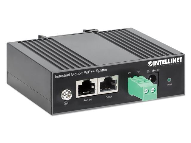 Intellinet Industrial Gigabit PoE++ Splitter, IEEE 802.3bt (4PPoE) Compliant, up to 60 W Input, 12 V / 4.25 A DC Output, IP30-rated Metal Housing,...