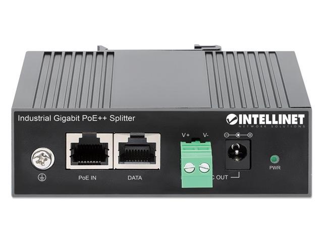 Intellinet Industrial Gigabit PoE++ Splitter, IEEE 802.3bt (4PPoE) Compliant, up to 60 W Input, 12 V / 4.25 A DC Output, IP30-rated Metal Housing,...