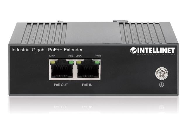 Intellinet Industrial Gigabit PoE++ Extender, One 80 W Port, Extends PoE up to 100 m (328 ft.), IEEE 802.3bt (4PPoE) Compliant, IP30-rated Metal...