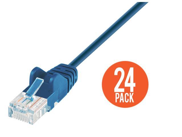 Intellinet Cat6 U/UTP Slim Network Patch Cable, 0.5 ft., Blue, 24-Pack, 10G, 250 MHz, 100% Copper, 30 AWG, RJ45, Stranded, Snag-free, Gold-plated...