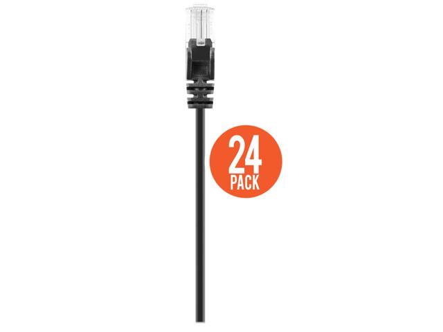 Intellinet Cat6 U/UTP Slim Network Patch Cable, 0.5 ft., Black, 24-Pack, 10G, 250 MHz, 100% Copper, 30 AWG, RJ45, Stranded, Snag-free, Gold-plated...