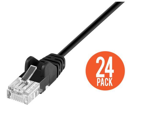 Intellinet Cat6 U/UTP Slim Network Patch Cable, 0.5 ft., Black, 24-Pack, 10G, 250 MHz, 100% Copper, 30 AWG, RJ45, Stranded, Snag-free, Gold-plated...