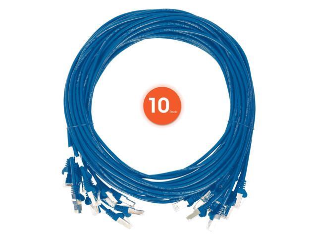 Intellinet Cat6 U/UTP Slim Network Patch Cable, 20 ft., Blue, 10-Pack, 10G, 250 MHz, 100% Copper, 30 AWG, RJ45, Stranded, Snag-free, Gold-plated...