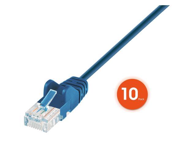 Intellinet Cat6 U/UTP Slim Network Patch Cable, 20 ft., Blue, 10-Pack, 10G, 250 MHz, 100% Copper, 30 AWG, RJ45, Stranded, Snag-free, Gold-plated...