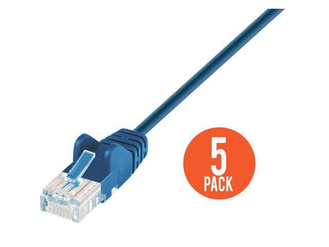 Intellinet Cat6 U/UTP Slim Network Patch Cable, 25 ft., Blue, 5-Pack, 10G, 250 MHz, 100% Copper, 30 AWG, RJ45, Stranded, Snag-free, Gold-plated...