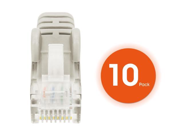 Intellinet Cat6 U/UTP Slim Network Patch Cable, 1 ft., Gray, 10-Pack, 10G, 250 MHz, 100% Copper, 30 AWG, RJ45, Stranded, Snag-free, Gold-plated...