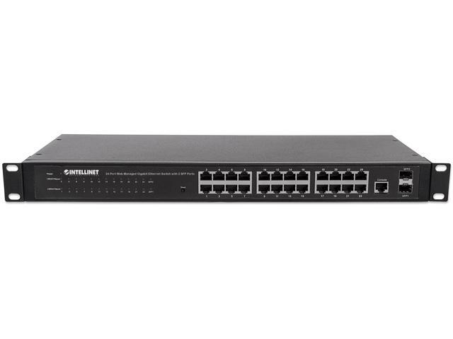 Intellinet 24-Port Web-Managed Gigabit Ethernet Switch with 2 SFP Ports, 24 x 10/100/1000 Mbps RJ45 Ports + 2 x SFP, IEEE 802.3az Energy Efficient...
