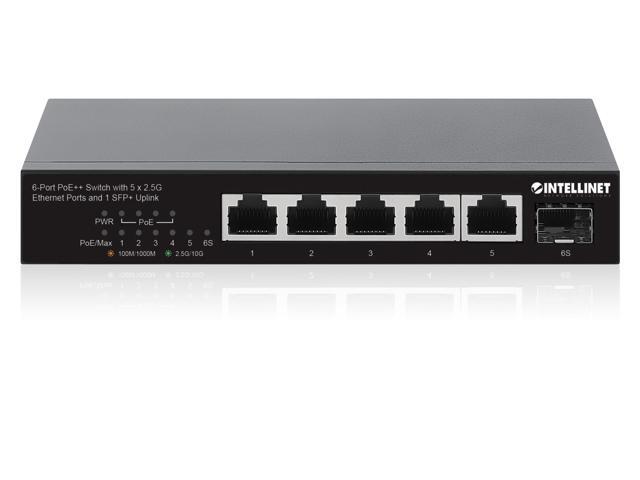Intellinet 6-Port PoE++ Switch with 5 x 2.5G Ethernet Ports and 1 SFP+ Uplink TAA Compliant