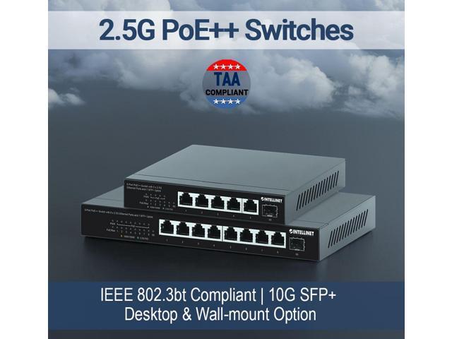 Intellinet 9-Port PoE++ Switch with 8 x 2.5G Ethernet Ports and 1 SFP+ Uplink TAA Compliant