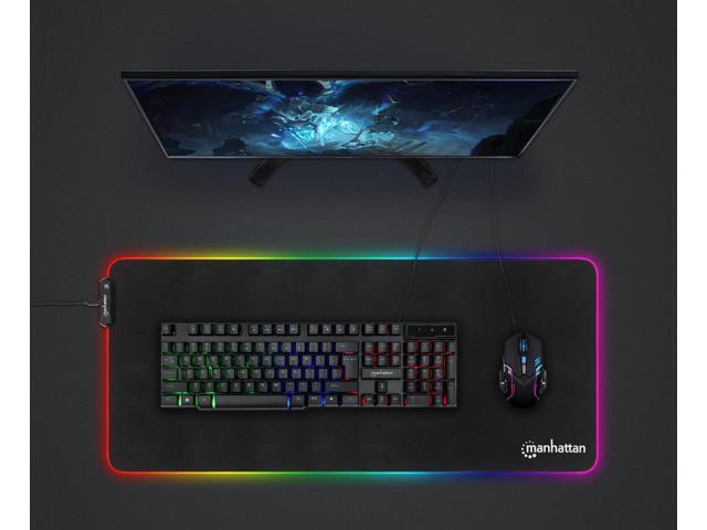 Manhattan RGB LED Gaming Keyboard - Ergonomic, Spill-Resistant, Multimedia Controls, Adjustable Backlighting for Ultimate Gaming Experience - 180603