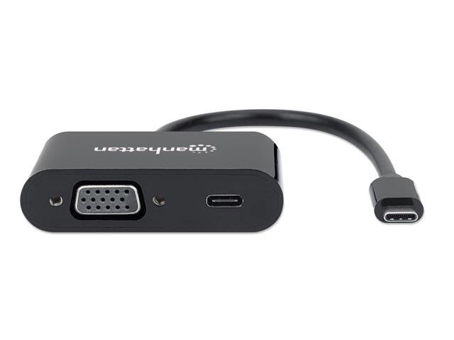 Manhattan USB-C to VGA Converter with Power Delivery Port, Full-HD Support, 60W PD, Plug & Play, Thunderbolt 3 Compatible, EMI Shielded for Clear...