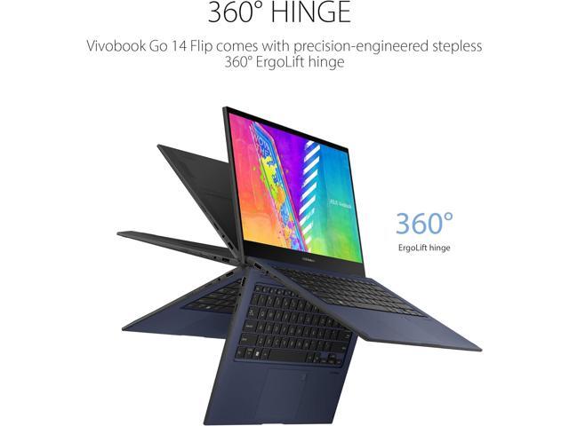 ASUS VivoBook Go 14 Flip Thin and Light 2-in-1 Touch Laptop, Intel Celeron N4500 Processor, 4GB RAM, 64GB eMMC Flash Memory, Intel HD Graphics, HD...
