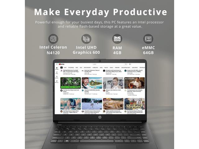 HP Stream 14' HD BrightView Laptop, Intel Celeron N4120 Processor, 4GB RAM, 64GB Storage, Intel UHD Graphics, 720p Webcam, 1 Year Office 365,...