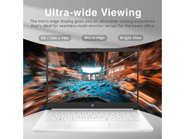 HP Stream 14' HD BrightView Laptop, Intel Celeron N4020 Processor, 8GB RAM, 64GB SSD, Intel HD Graphics, 720p Webcam, 1 Year Office 365, White, Win...