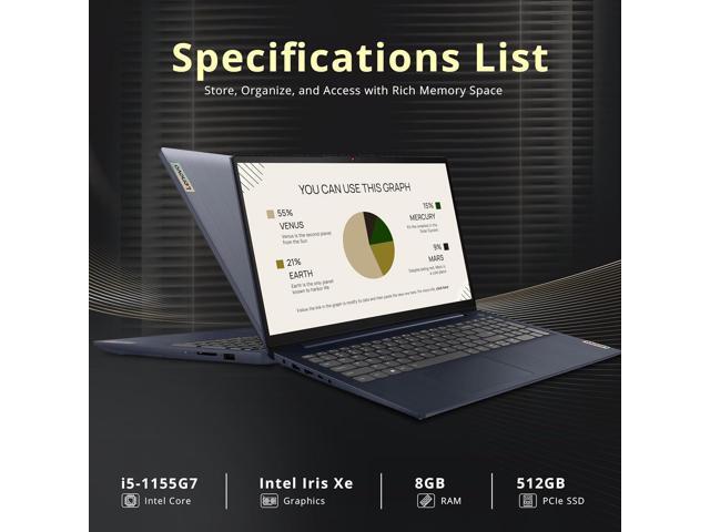 Lenovo IdeaPad 15.6' FHD Touchscreen Laptop, Intel Core i5-1155G7, 8GB RAM, 512GB PCIe SSD, Intel Iris Xe Graphics, HD Webcam, Num Pad, WiFi 6, Win...