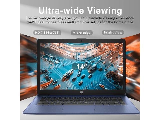HP Stream 14' HD SVA Laptop, Intel Celeron N4120 Processor, 4GB RAM, 64GB eMMC Flash Memory, Intel UHD Graphics, 1-Year Office, Bluetooth, Win 11S,...