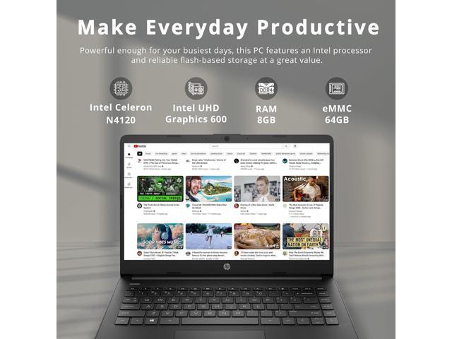 HP Premium Stream 14' HD BrightView Laptop, Intel Celeron N4120, 8GB RAM, 64GB eMMC Storage, UHD Graphics, HD Webcam, 1 Year Office 365, Bluetooth,...