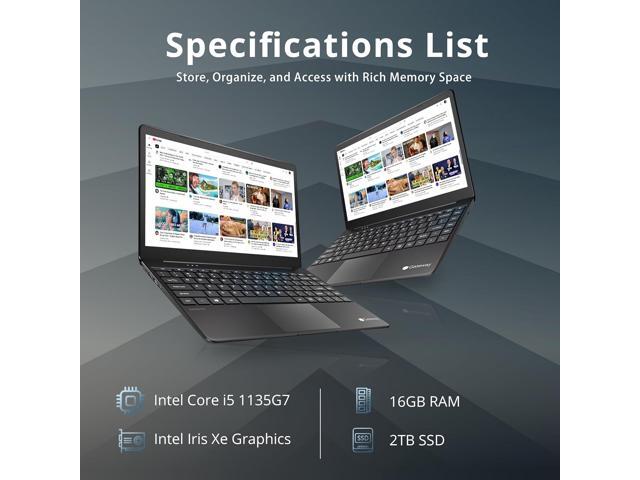 Gateway Ultra Slim Laptop, 14.1' IPS FHD Display, Intel Core i5-1135G7, 16GB RAM, 2TB SSD, Intel Iris Xe Graphics, 1.0 MP Camera, Fingerprint...