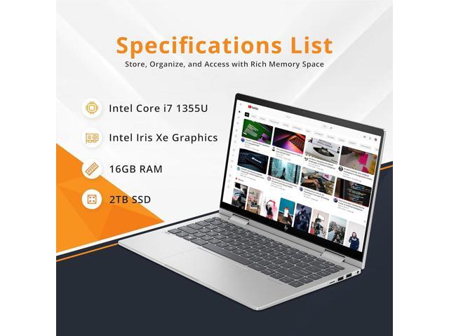 HP Envy x360 2-in-1 14' FHD Touchscreen Laptop, Intel Core i7-1355U, 16GB RAM, 2TB SSD, Backlit KB, 5MP Camera, Fingerprint Reader, Intel Iris Xe...