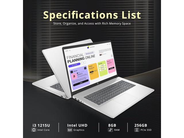 HP 17.3' Full HD Laptop, Intel Core i3-1215U Processor, 8GB RAM, 256GB PCIe SSD, Intel UHD Graphics, Numeric Keypad, 720p HD Webcam, Windows 11...