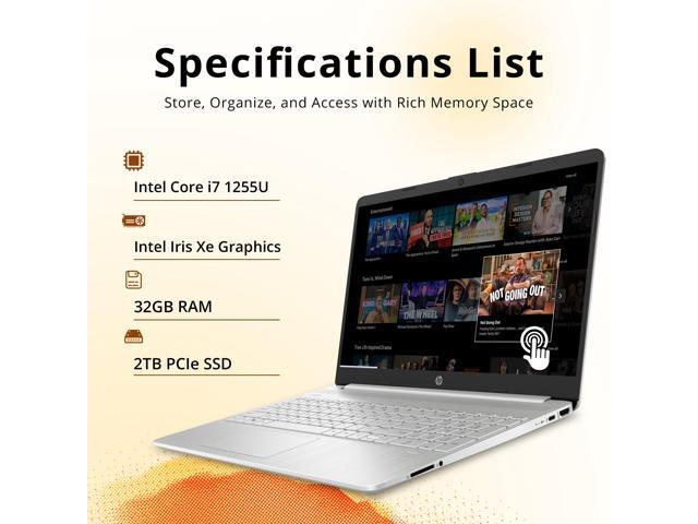 HP 15.6' FHD Touchscreen Laptop, Intel Core i7 1255U Processor, 32GB RAM, 2TB PCIe SSD, Intel Iris Xe Graphics, Number Pad, Wi-Fi 5, HD Camera,...
