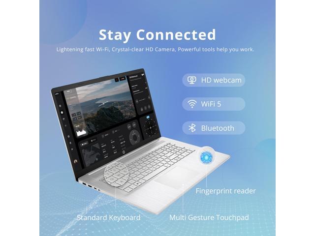 HP 17.3' FHD Laptop, AMD Ryzen 5 5500U, 64GB RAM, 2TB SSD, AMD Radeon Graphics, Fingerprint Reader, Numeric Keyboard, 720p HD Webcam, WiFi, Windows...