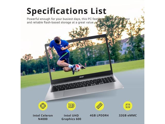 Acer Chromebook 315, 15.6' HD Anti-Glare Display, Intel Celeron N4000, 4GB LPDDR4 RAM, 32GB eMMC, Intel UHD Graphics 600, Numeric Keypad, WiFi 5,...