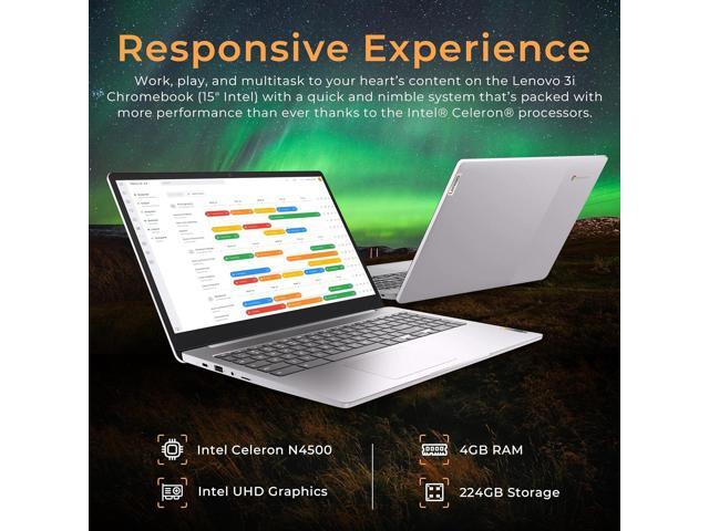 Lenovo Ideapad 3 15.6' FHD Chromebook, Intel Celeron N4500, 4GB RAM, 224GB Storage (64GB SSD+160GB Docking Station Set), Intel UHD Graphics, Full...