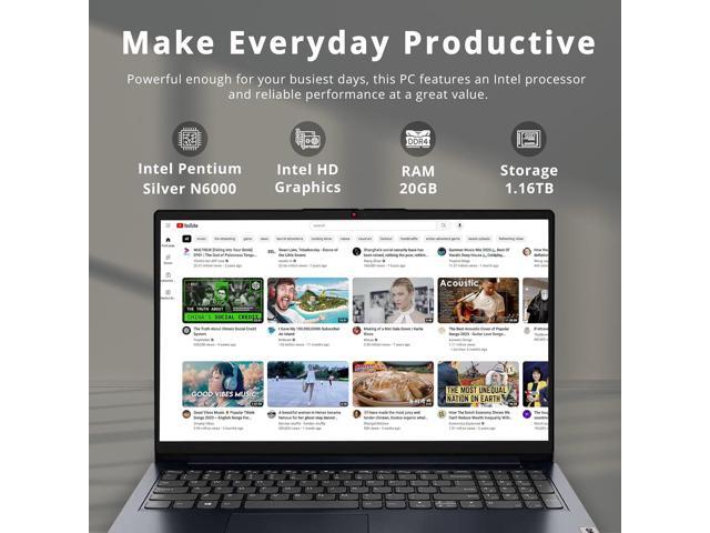 Lenovo IdeaPad 15.6' FHD Laptop for Business, Intel Pentium 4-Core CPU, 20GB RAM, 1.16TB Storage(1TB SSD+160GB Docking Station Set), HD Webcam, 1...