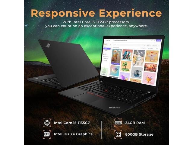 Lenovo ThinkPad T14 Gen 2 14' FHD Business Laptop, Intel i5-1135G7, 24GB RAM, 800GB Storage (512GB SSD+288GB Docking Station), Intel Iris Xe...