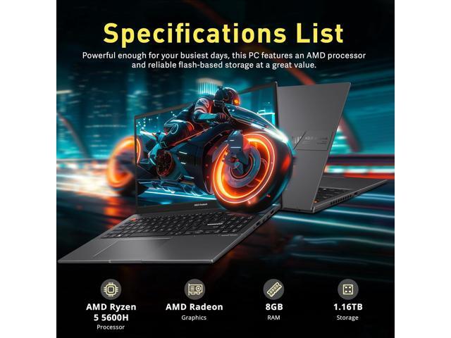 ASUS VivoBook S15 Slim 15.6' FHD Laptop, AMD Ryzen 5 5600H, 8GB RAM, 1.16TB Storage(1TB SSD +160GB Docking Station Set), AMD Radeon Graphics,...