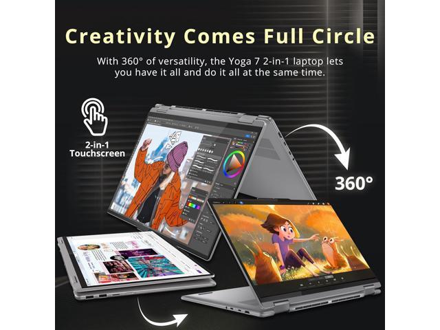 Lenovo Yoga 7 2-in-1 16' 2K WUXGA Touchscreen Laptop, AMD Ryzen 7 8840HS, 16GB RAM, 3TB Storage (2TB SSD+1TB Docking Station Set), Backlit...