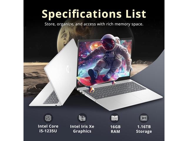 HP 15.6' FHD IPS Laptop, Intel i5-1235U, 16GB RAM, 1.16TB Storage(1TB SSD + 160GB Docking Station Set), Intel Iris Xe Graphics, Numeric Keypad,...